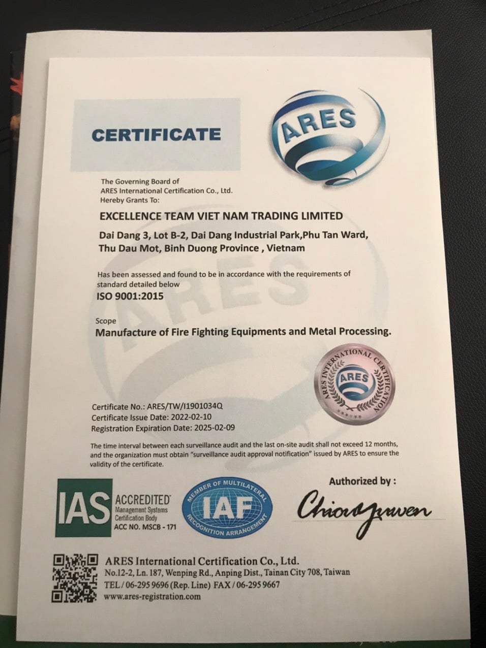 ISO 90012015 CERTIFICATE